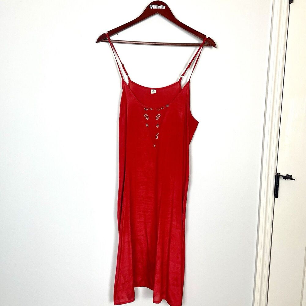 Sundance Briela Bandana Western Cowgirl Print Bohemian Midi Dress Red Sz Medium - Picture 10 of 13